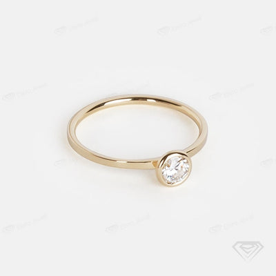 0.50CT Round Lab Diamond Full Bezel Minimalist Dainty Engagement Ring