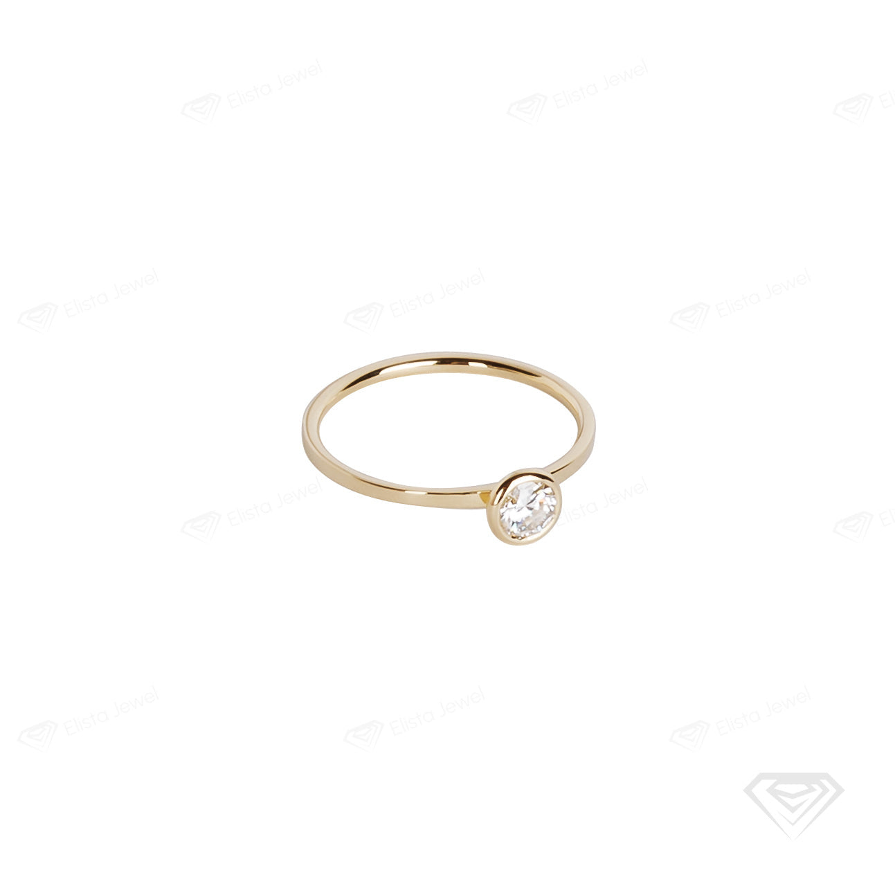 0.50CT Round Lab Diamond Full Bezel Minimalist Dainty Engagement Ring