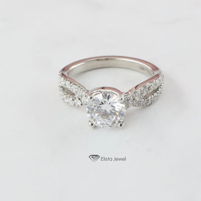 1.5CT Round Cut Lab Created Diamond Twisted Vintage Engagement Ring