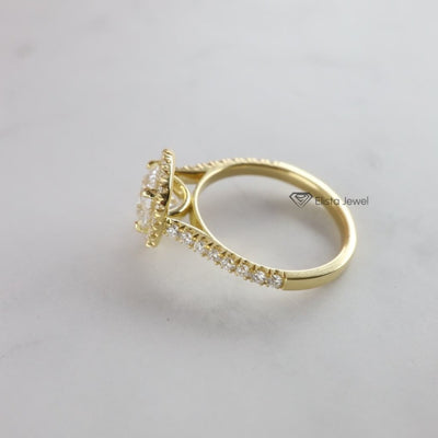 2CT Round Cut Lab Grown Diamond Halo Engagement Ring