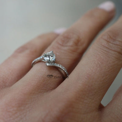 Brilliant Round Lab Grown Diamond Bypass Shank Engagement Ring