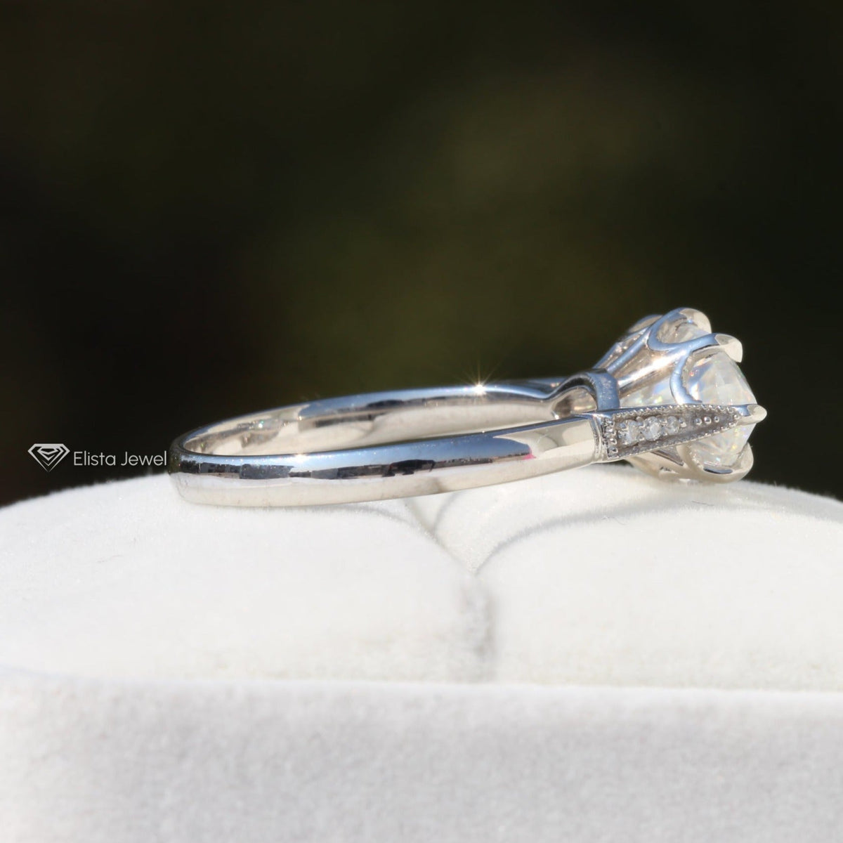 East West Marquise Cut Solitaire Lab Grown Diamond Ring - Detail View