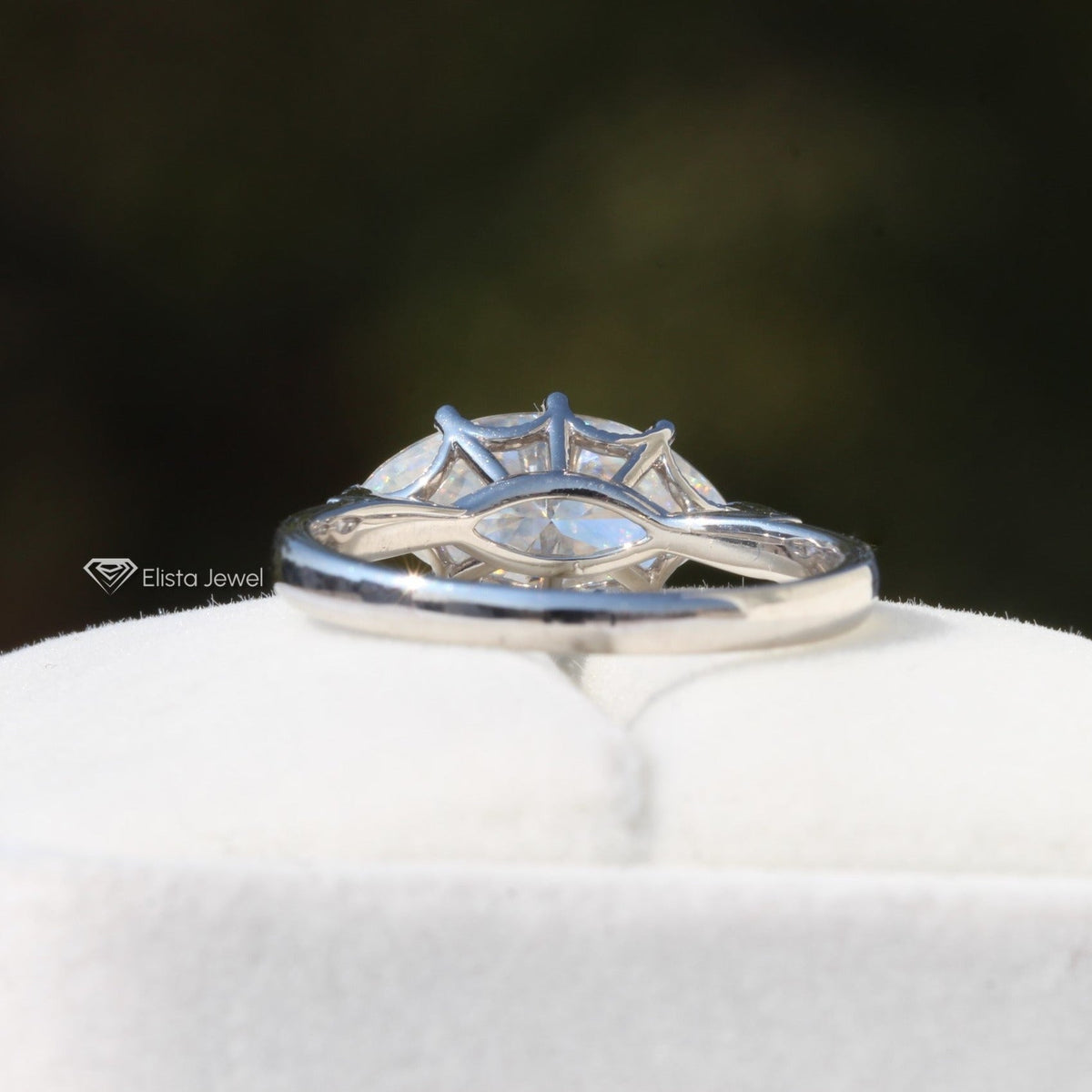 East West Marquise Cut Solitaire Lab Grown Diamond Ring in Platinum - Top View