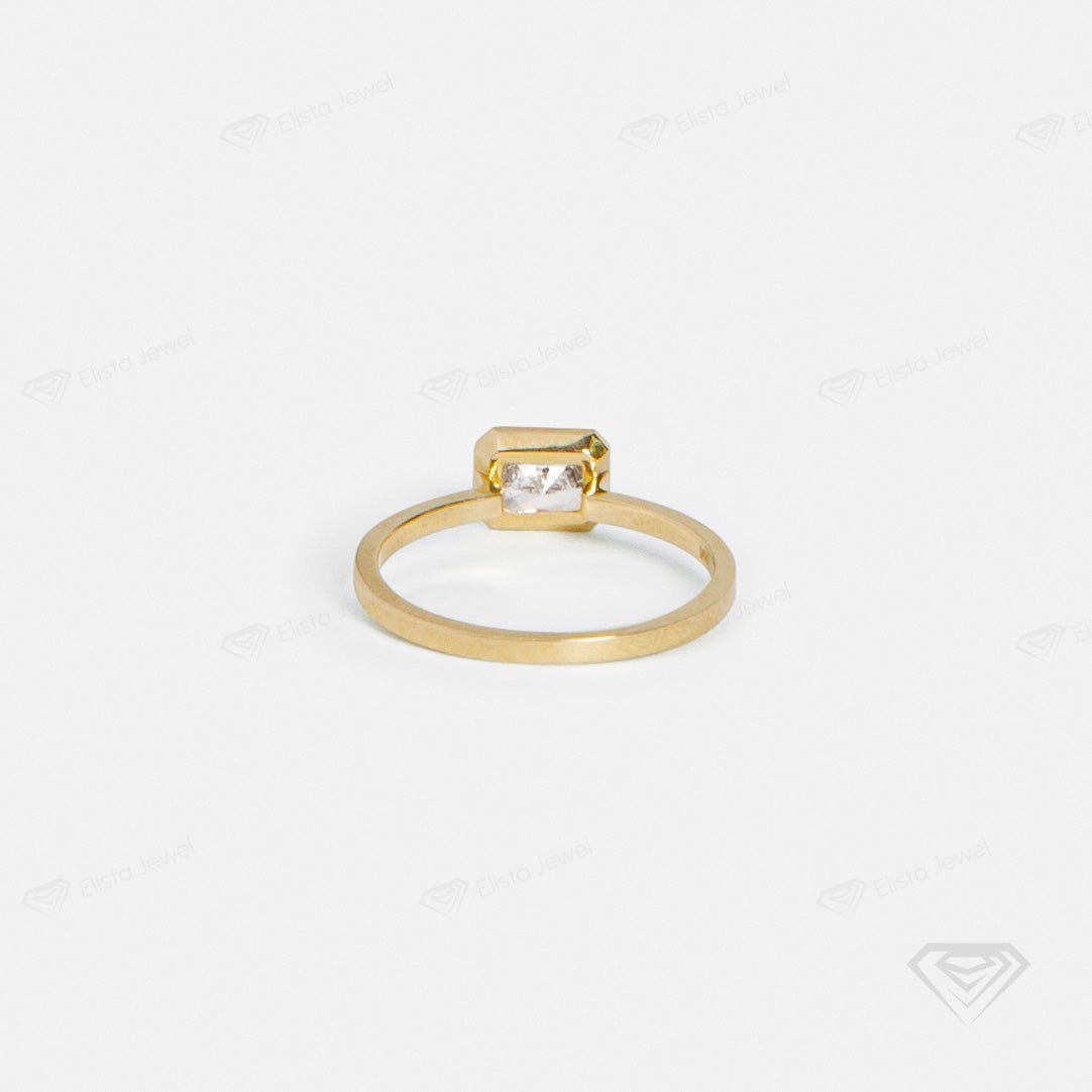 East West Radiant Cut Bezel Solitaire Lab Grown Diamond Ring in Platinum - Top View