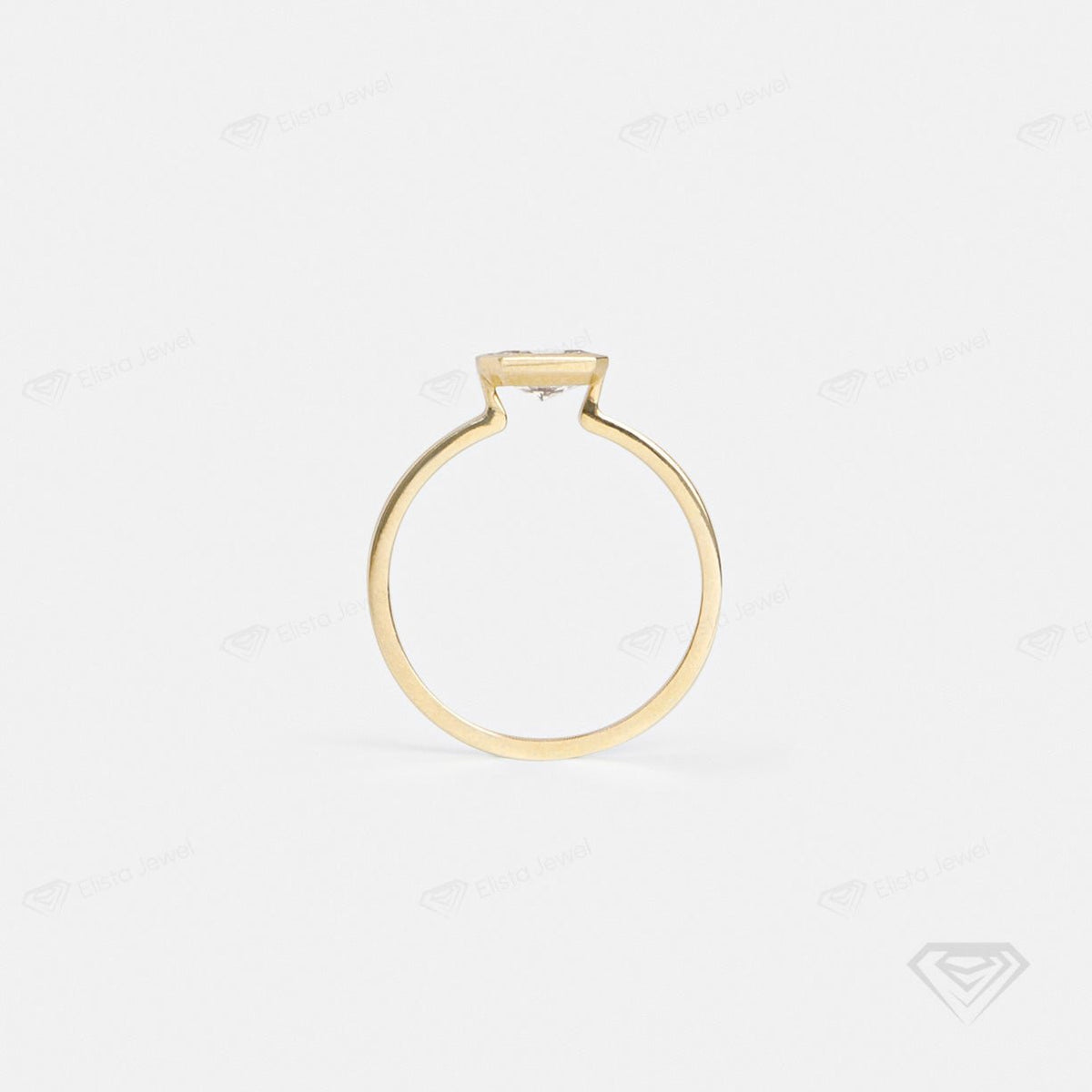 East West Radiant Cut Bezel Solitaire Lab Grown Diamond Ring - Profile View