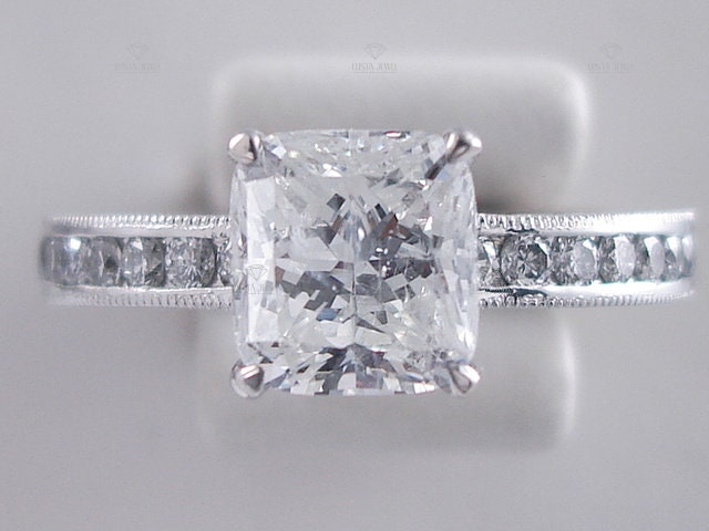 Cushion Cut Channel Set Engagement Ring