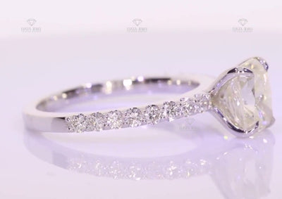 Elongated Cushion Cut Accent Engagement Ring