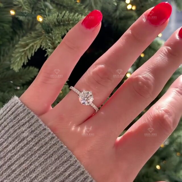 Round Cut Accent Engagement Ring