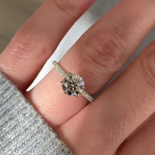 Round Cut Accent Engagement Ring