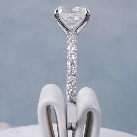 Elongated Cushion Cut Accent Engagement Ring