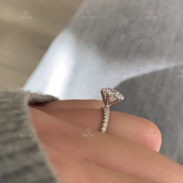 Round Cut Accent Engagement Ring