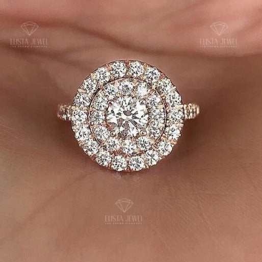 Round Cut Double Halo Engagement Ring