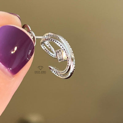 Round and Baguette Cut Stud Earrings