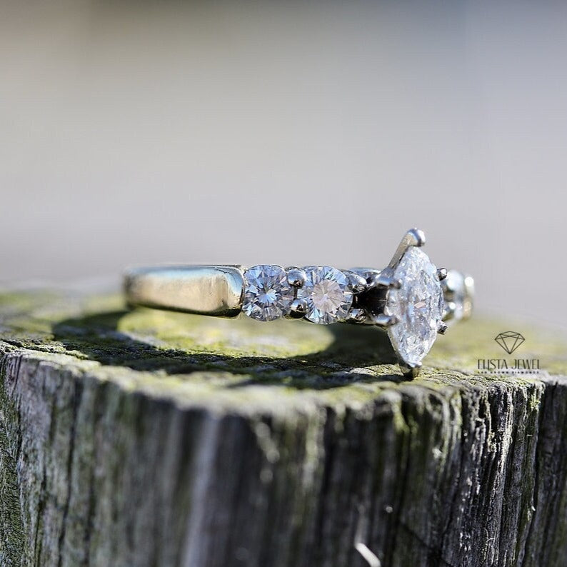 Marquise Cut Accent Engagement Ring
