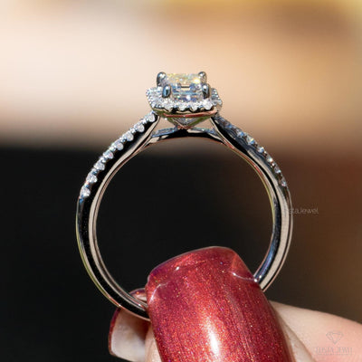 Emerald Cut Halo Engagement Ring