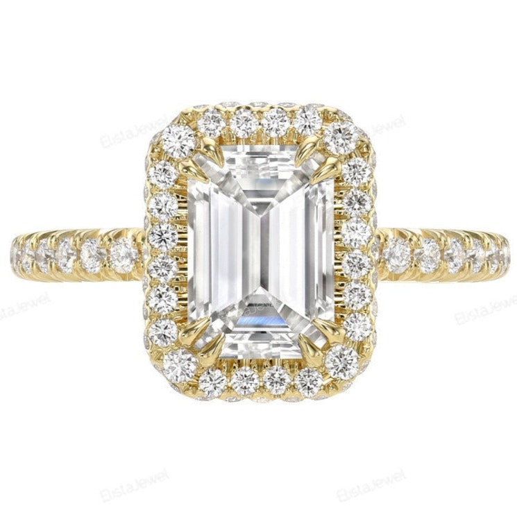 Emerald Cut Halo Engagement Ring