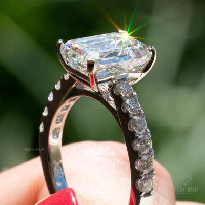 Emerald Cut Accent Engagement Ring