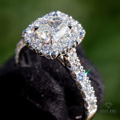 Cushion Cut Halo Engagement Ring