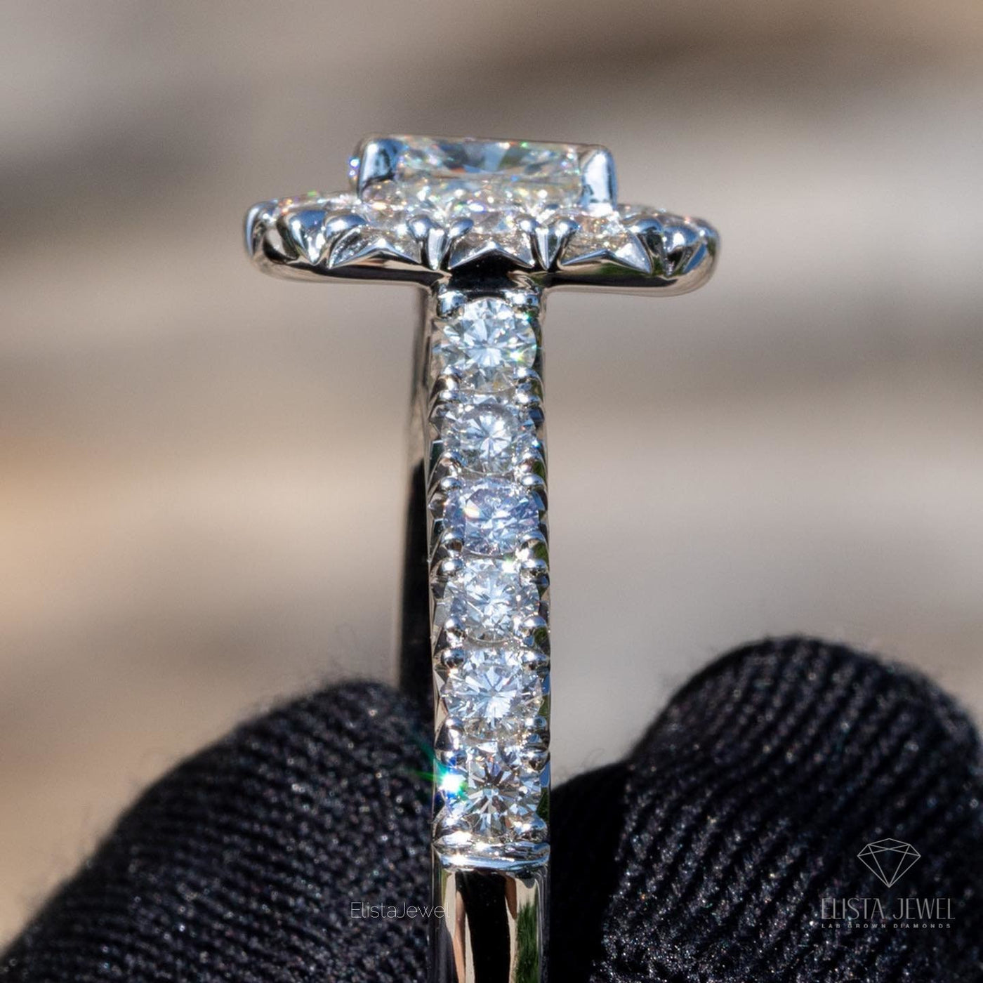 Cushion Cut Halo Engagement Ring