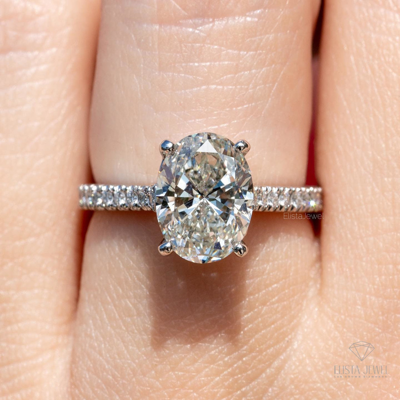 Oval Cut Accent Engagement Ring