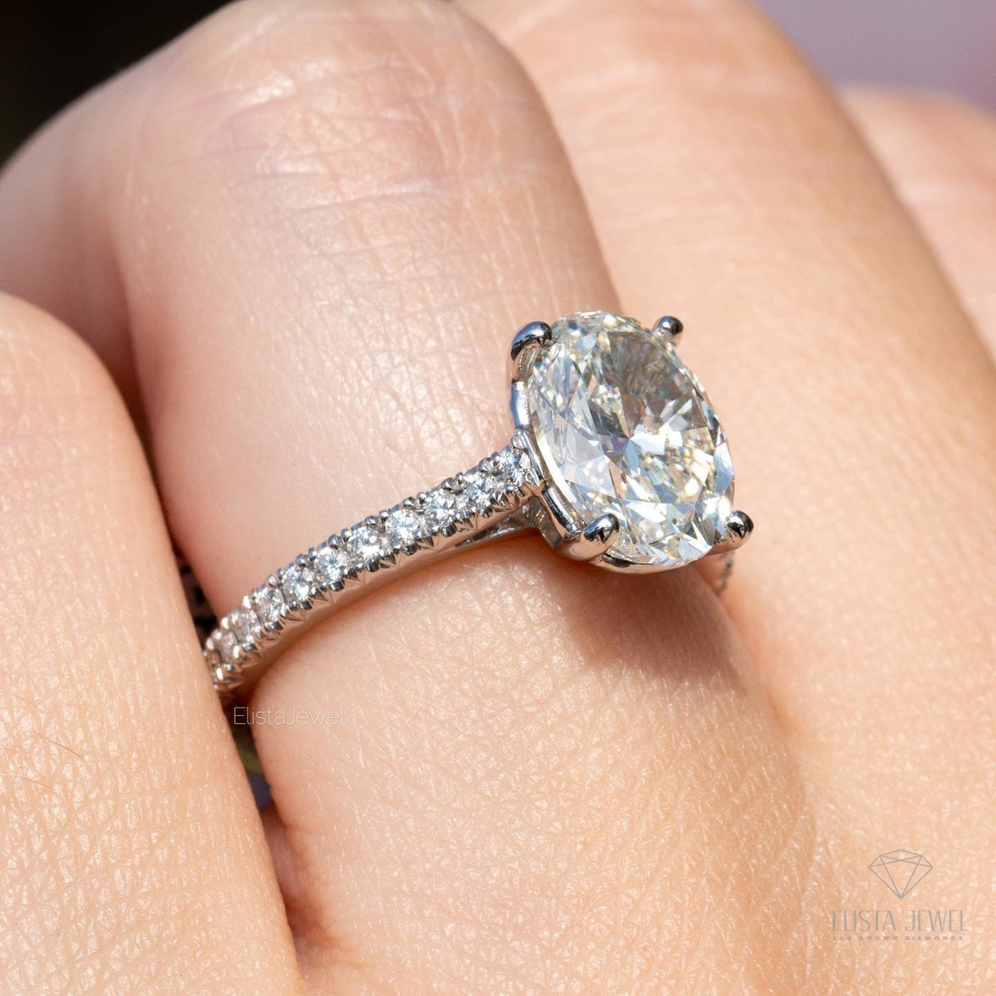 Oval Cut Accent Engagement Ring