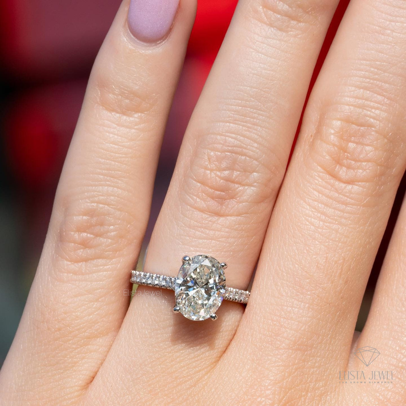 Oval Cut Accent Engagement Ring