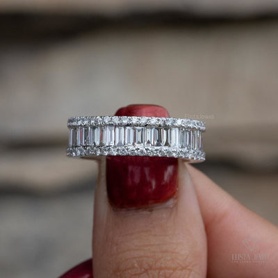 Round & Baguette Cut Eternity Wedding Band