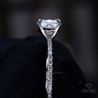 Cushion Cut Accent Engagement Ring