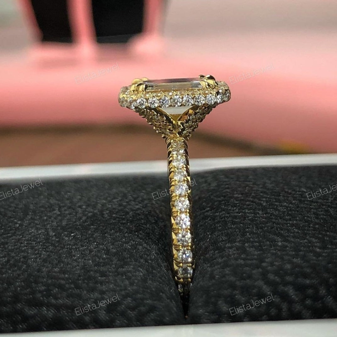 Emerald Cut Halo Engagement Ring
