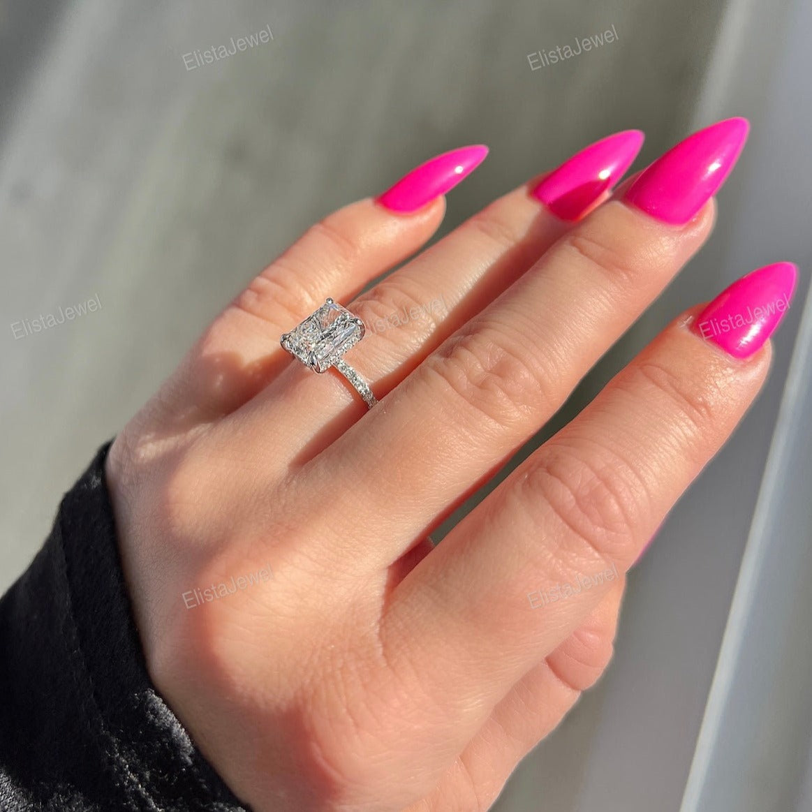 Radiant Cut Accent Engagement Ring