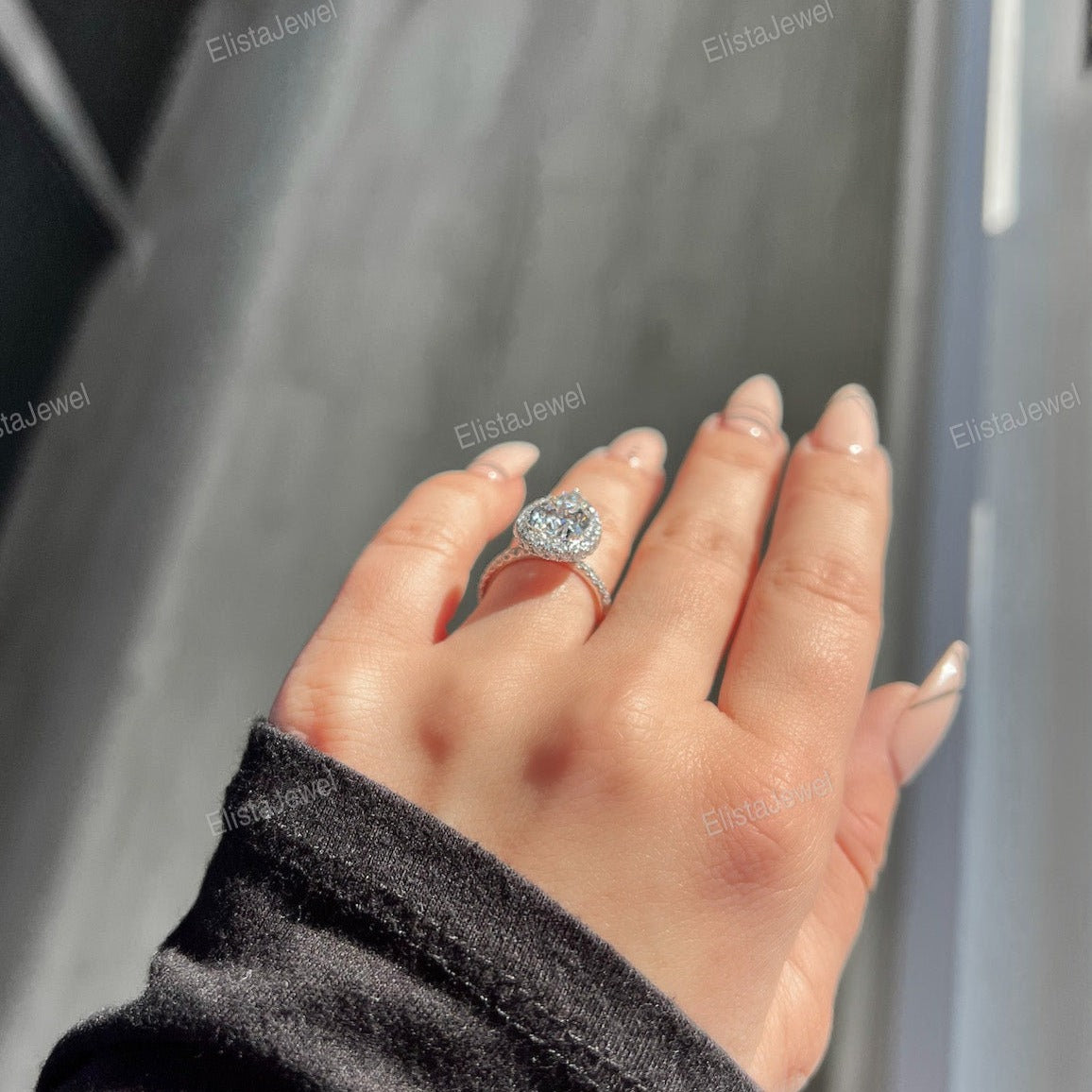 Pear Cut Halo Engagement Ring