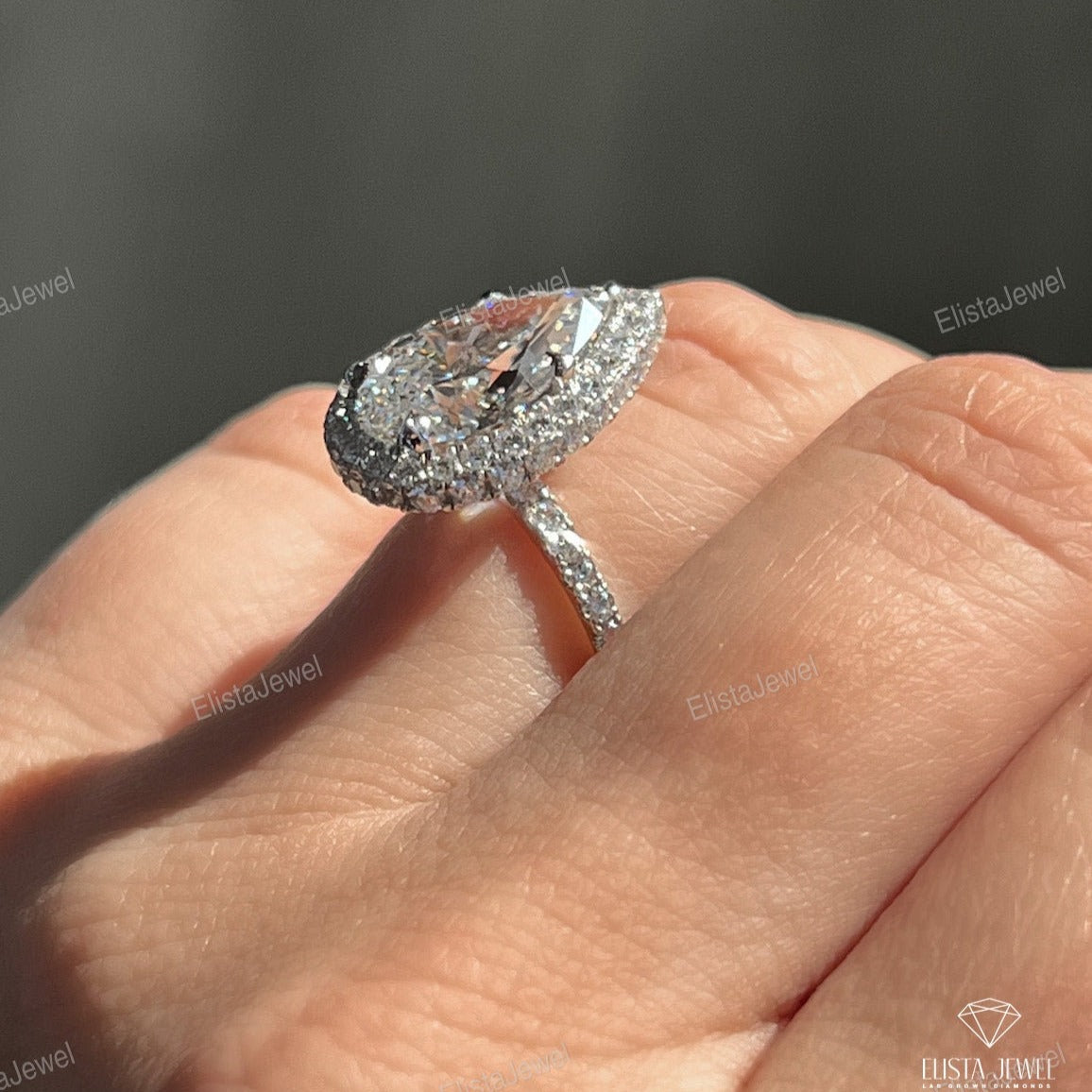 Pear Cut Halo Engagement Ring
