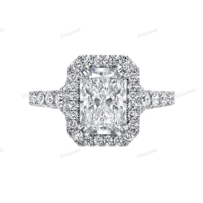 Radiant Cut Halo Accent Engagement Ring