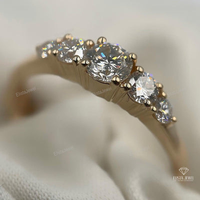 Round Cut Five Stone Engagement Ring