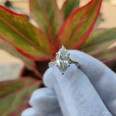 Marquise Split Shank Solitaire Ring