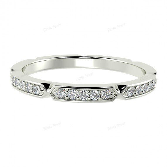 Round Cut Art deco Stacking Band