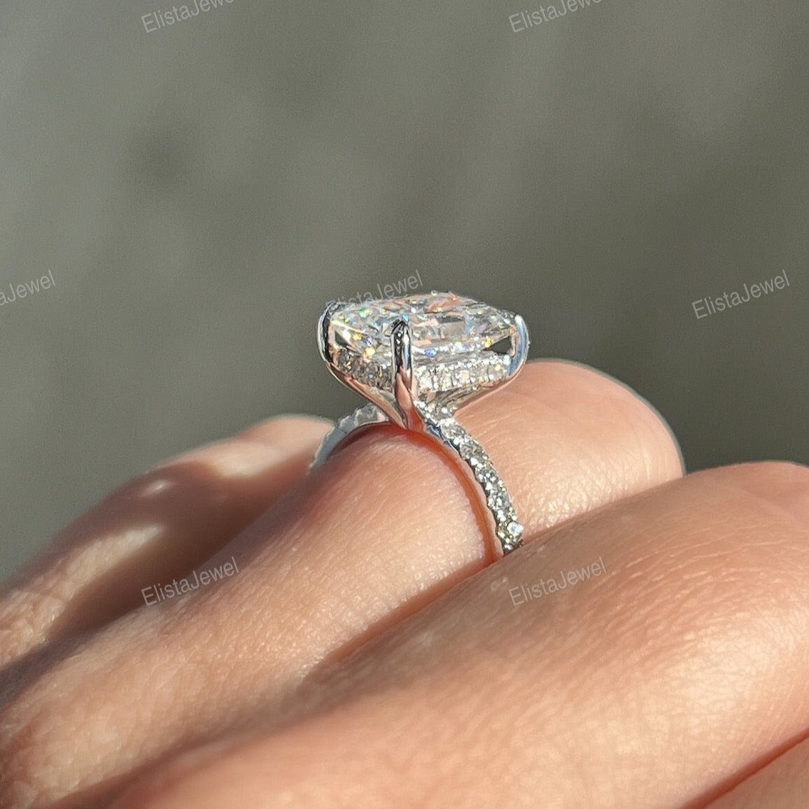 Radiant Cut Accent Engagement Ring