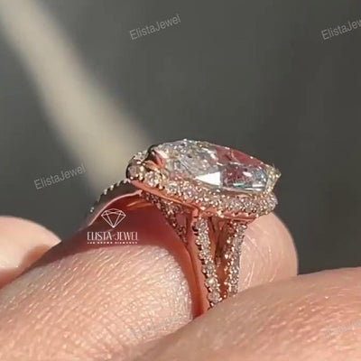 Marquise Cut Halo Engagement Ring