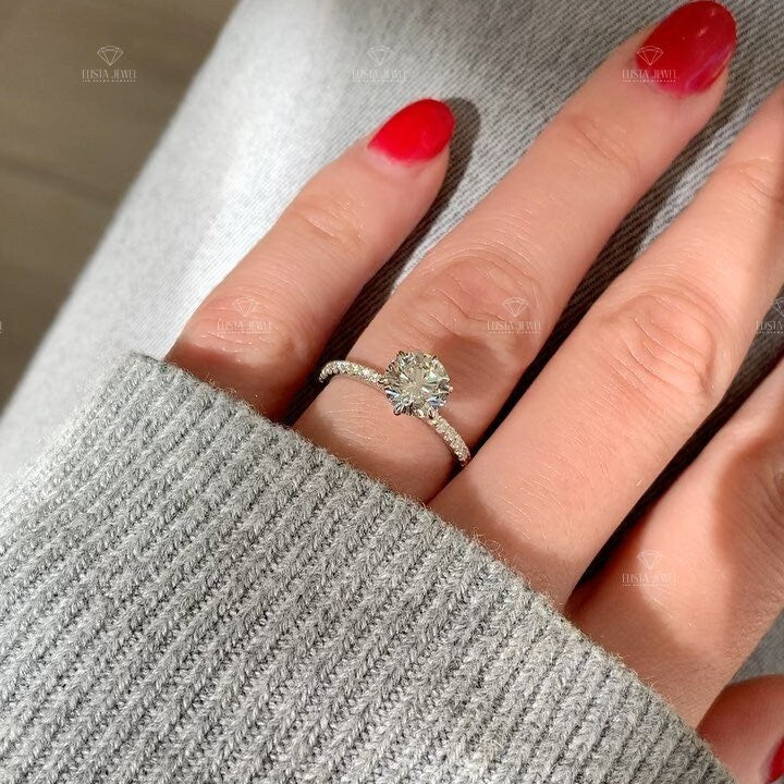 Round Cut Accent Engagement Ring
