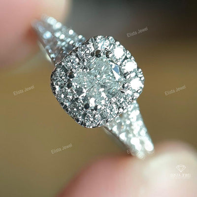 Cushion Cut Halo Engagement Ring