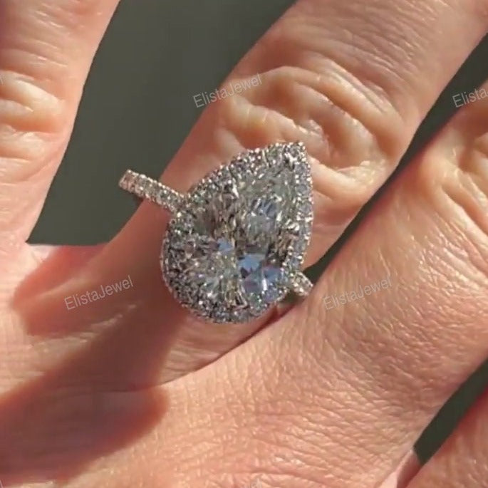 Pear Cut Halo Engagement Ring