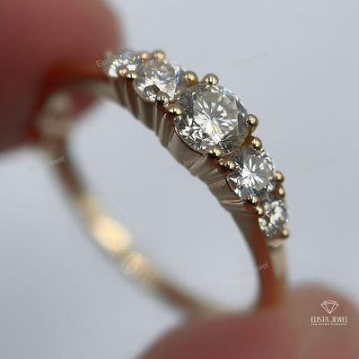 Round Cut Five Stone Engagement Ring