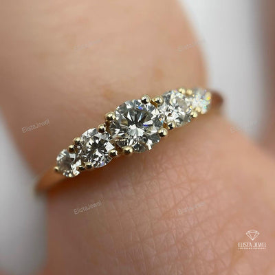 Round Cut Five Stone Engagement Ring