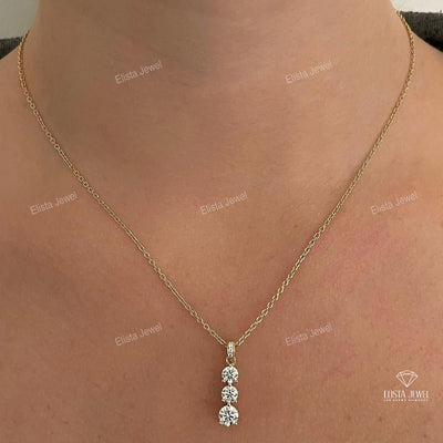 Round Cut Triple Diamond Pendent