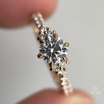 Round Cut Accent Engagement Ring