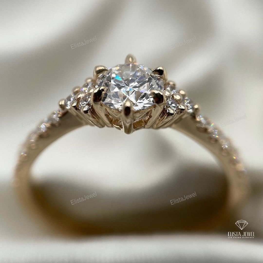 Round Cut Accent Engagement Ring