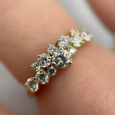 Round Cut Cluster Engagement Ring