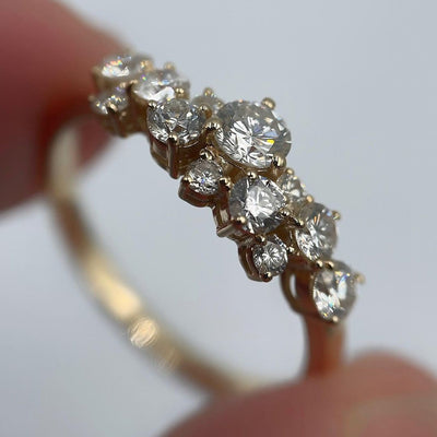 Round Cut Cluster Engagement Ring