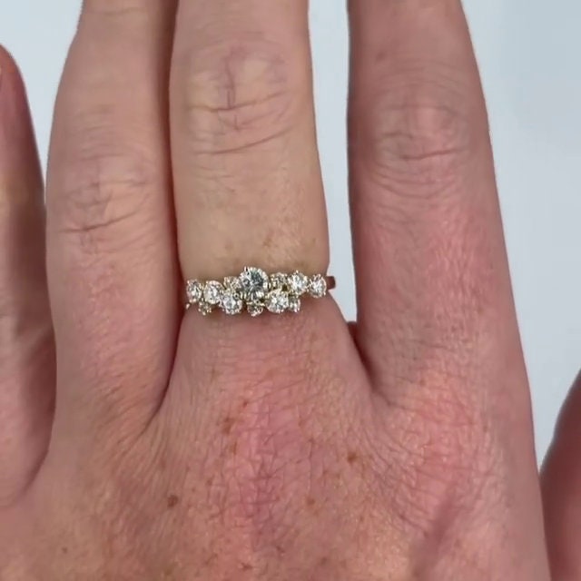 Round Cut Cluster Engagement Ring