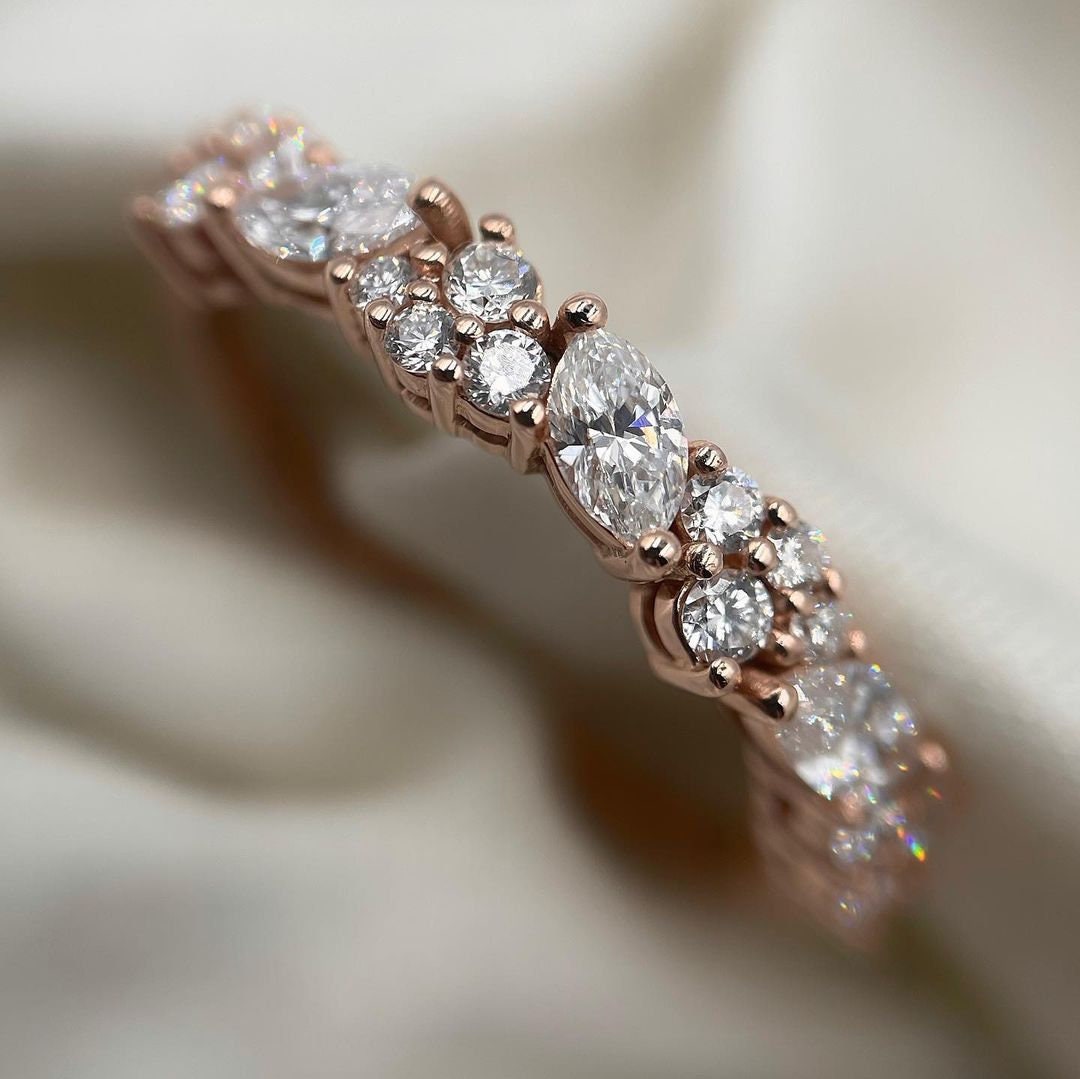 Marquise and Round Cut Half Eternity Band